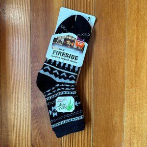 FIRESIDE Black Patterned Indoor Lodge Socks Size 5-10 NWT